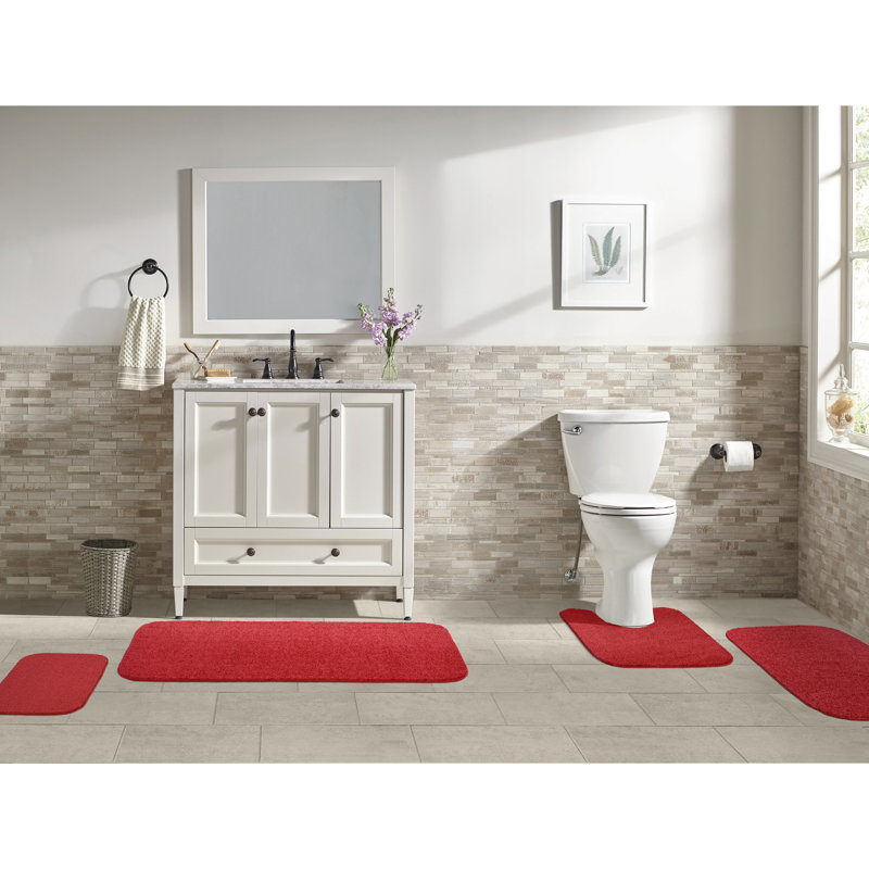 Heffingen Non-Slip Bath Rug, Red Solid