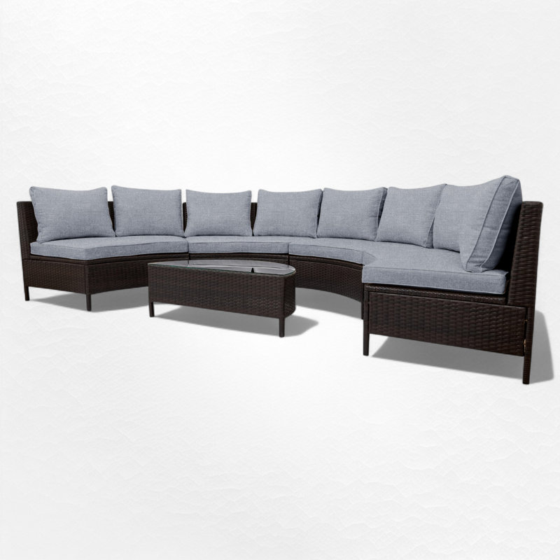 Nooriyah Curved Outdoor Conversation Set, Gray