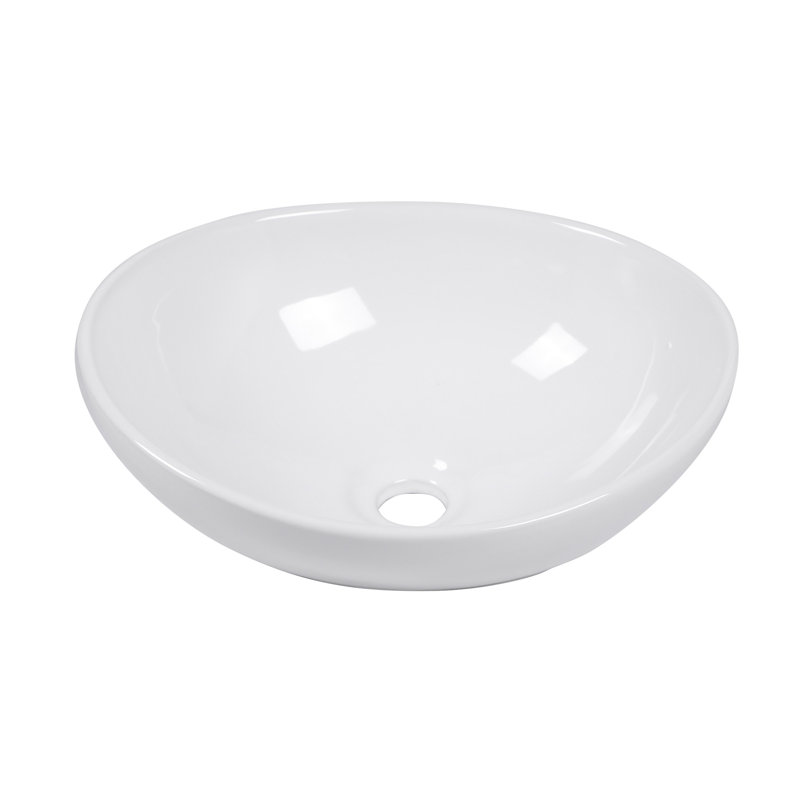 16X13 Inch White Ceramic Oval Vessel Bathroom Sink