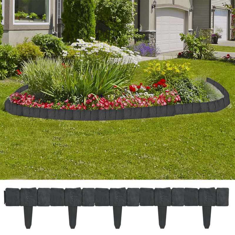 Baghdo 8.9" H x 9.8" W Gray Composite Lawn Edging