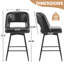 Ensemble de 2 tabourets de bar modernes en cuir avec dossier incurvé et structure en métal pour la salle à manger de style îlot de cuisine noir-1186705061