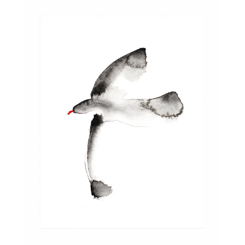 Watercolour Seagull Abstract Scandi - Single Picture Frame Print, Bevelled Wood Effect, 136.652 cm H x 111.252 cm W