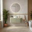Meuble-lavabo flottant mural 36 po avec lavabo rond en céramique et tiroir-782035324