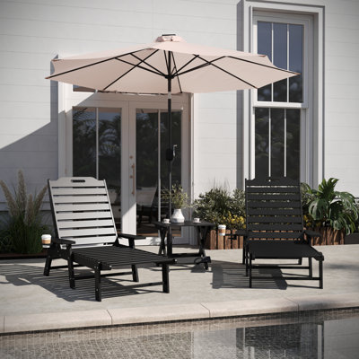 Merlene 3Pc Commercial Indoor And Outdoor Adirondack Set With 2 Loungers, Side Table by Lark Manor