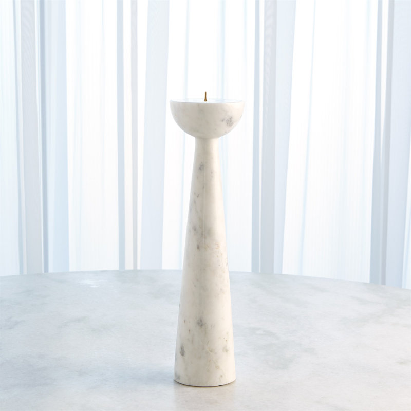Round Top Candle Stand, White, 17" H x 4.5" W x 4.5" D