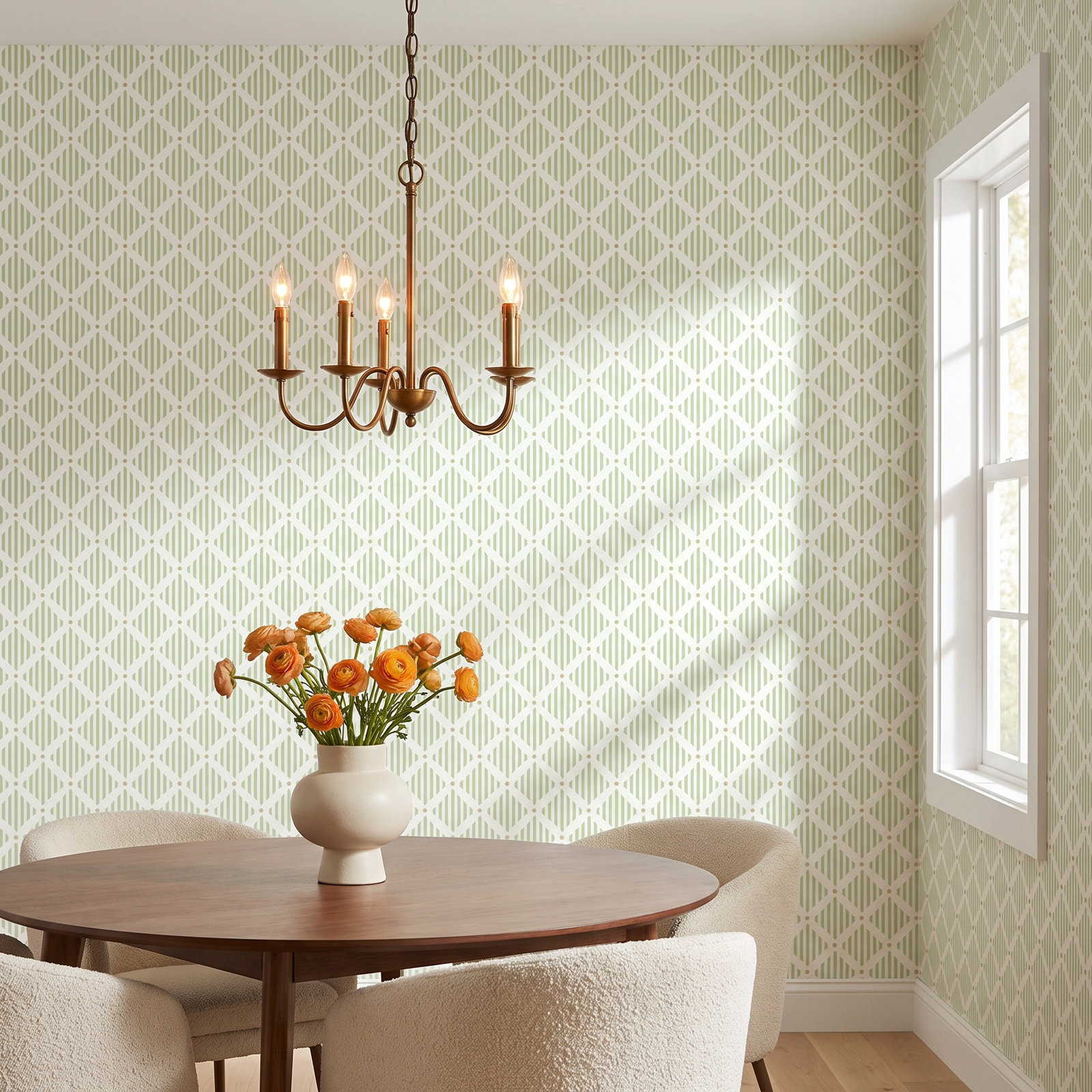 Floral Wallpaper, Green