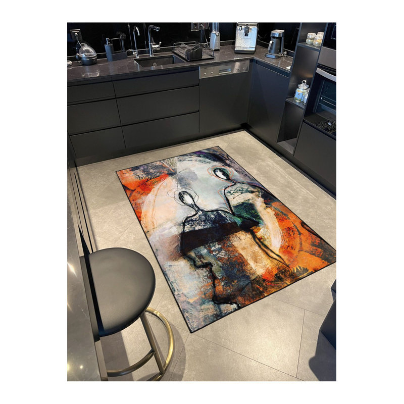 Machine Washable Humanist Pattern Decorative Woven Base Rug, Rectangle 3'3" x 4'11" Rug Pad Included