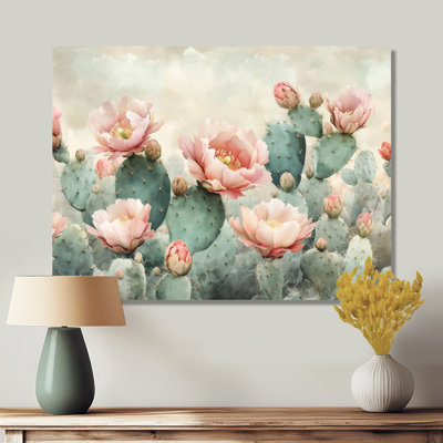 Impression sur toile Blush Cactus Desert Bloom I - Désert rose