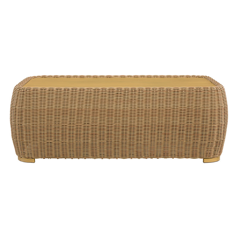 Rectangular Wicker Outdoor Coffee Table, Light Brown