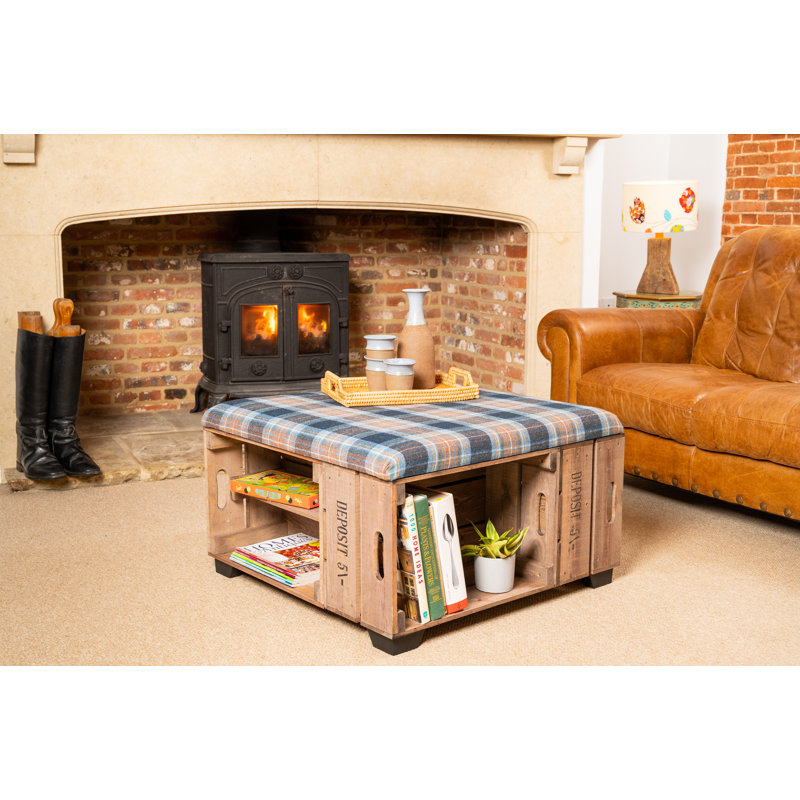 Krugerville 82cm Wide Square Tartan Ottoman with Storage