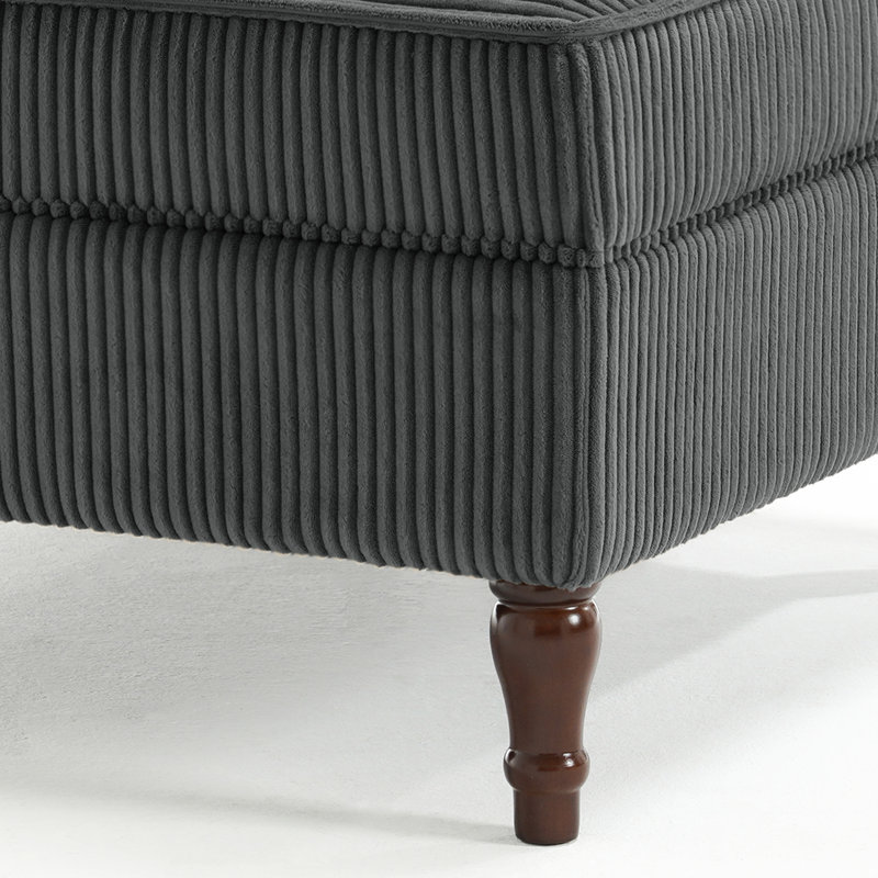31.98 cm W Corduroy Rectangle Ottoman and Footstool with Storage, Grey