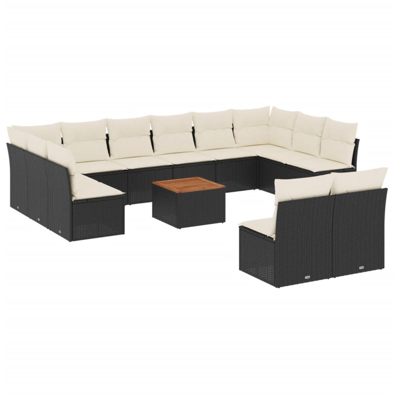 Ensemble de canapé de jardin Vidaxl - noir, blanc crème, brun