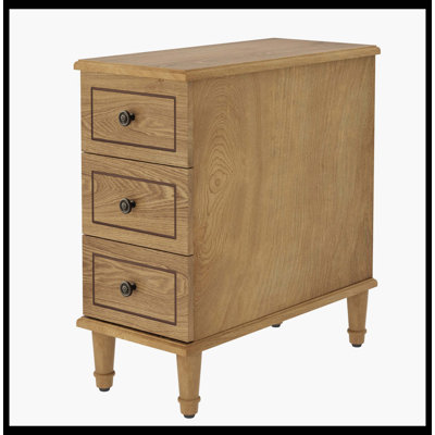 Wood Nightstand, Fully Assembled Narrow Side Table With 3 Drawers