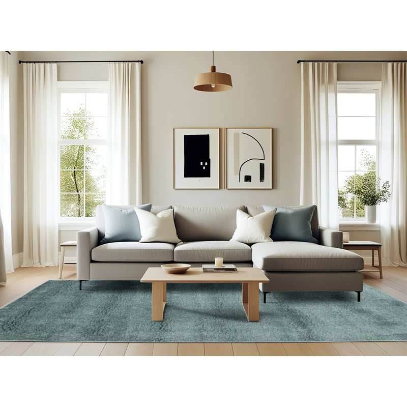 Tapis de zone vert contemporaine, Rectangle 6 pi x 9 pi