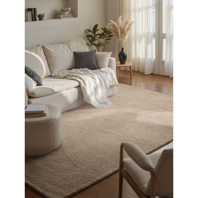 Eleni Round - Wool Rug by Hanse Home - Natural Living Room Rug, Hand-Tufted Wool Hygge, Scandinavian Living Room, Bedroom, Dining Room, Hallway