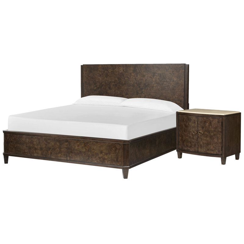 Très grand lit à panneaux avec porte Garofalo, 2 Pcs: Bed, Nightstand, Très grand