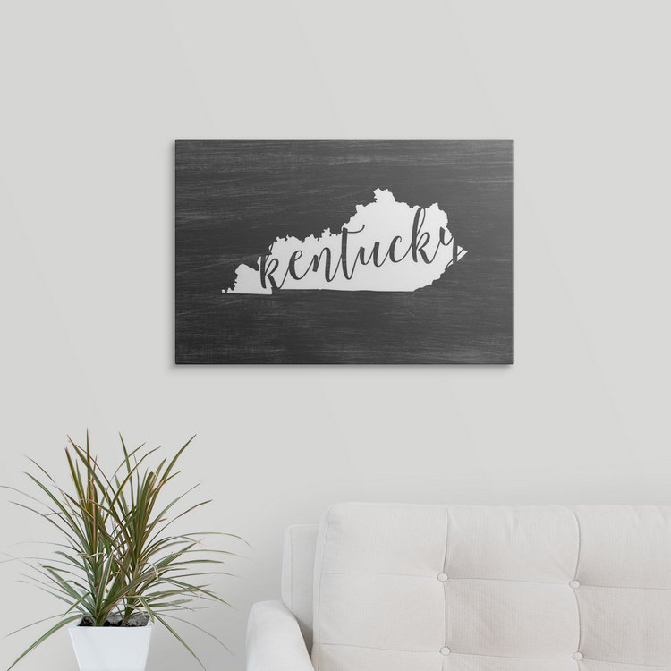 «Home State Typographie Kentucky», impression de cercle intérieur, H 16 po x l 24 po x P 1,5 po, Toile