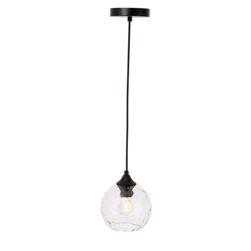 Luminaire suspendu sphère 1 lumière Douthit, H 6,6 po x l 5,9 po x P 5,9 po, Noir