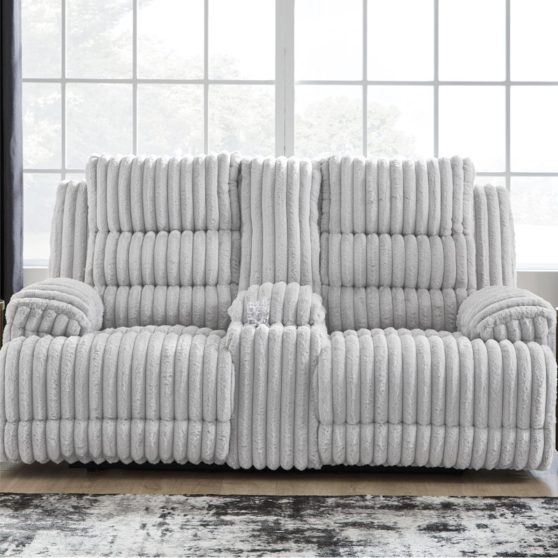 Technique Power Reclining Loveseat With Console, White