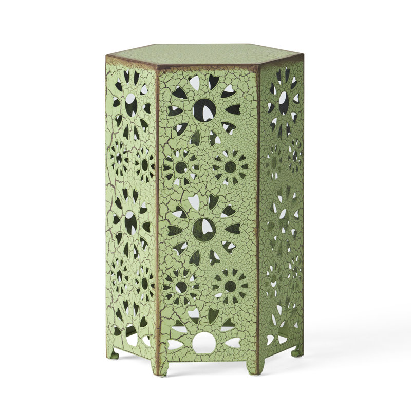 Lightweight Iron Side Table, 12"x10.5"x18.5", Cut Out, Deck 12"x10.5"x18.5" Patio , Stylish Outdoor Piece