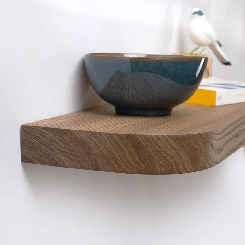 Carters Solid Wood Floating Shelf, Dark Ash