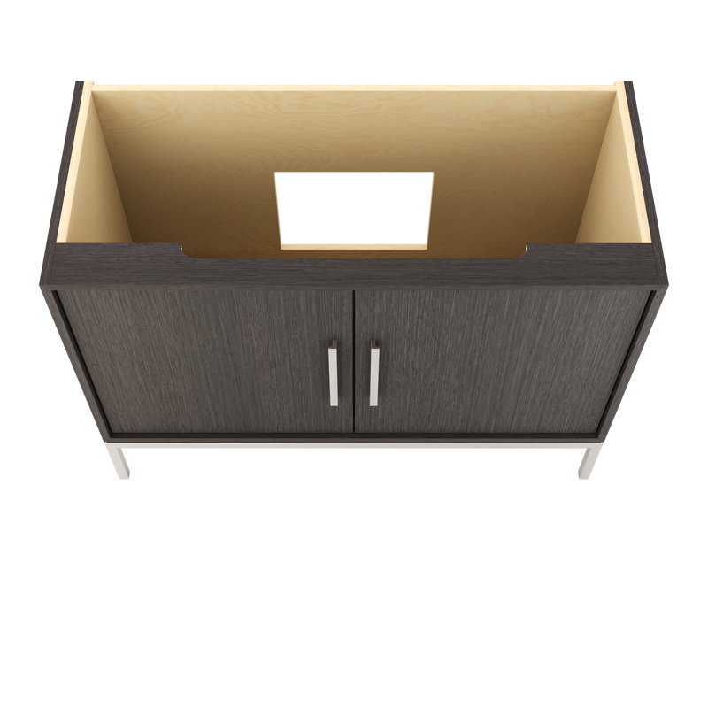 Rift White Oak Single Bath Vanity, Gray Weathered, Polished Chrome, 48"