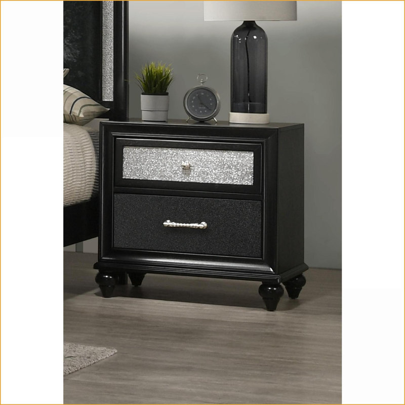 Table de chevet 2 tiroirs Glam, Noir