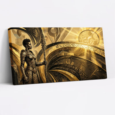 Golden Warrior Canvas Wall Art Oil Painting Print Set Of 1