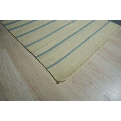 Multicolor Handwoven Wool Striated Color Blocks Geometric Modern Contemporary Carpet Rug