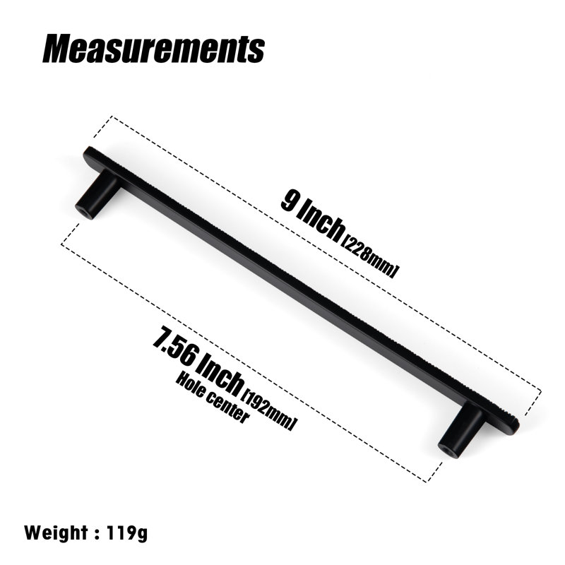 7 9/16''Centre To Centre Novelty Irregular Bar Pull Handle Multipack, Matte Black