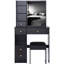29.2" Long Vanity Table With Cushioned Stool, Extra Large Right Sliding Mirror, Multi - Layer Storage, American Design Black For Small Bedrooms
