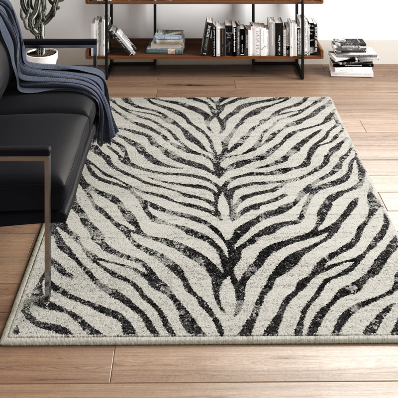 Boston Zebra Tufted Grey/Black Rug, Rectangle 120 x 170cm