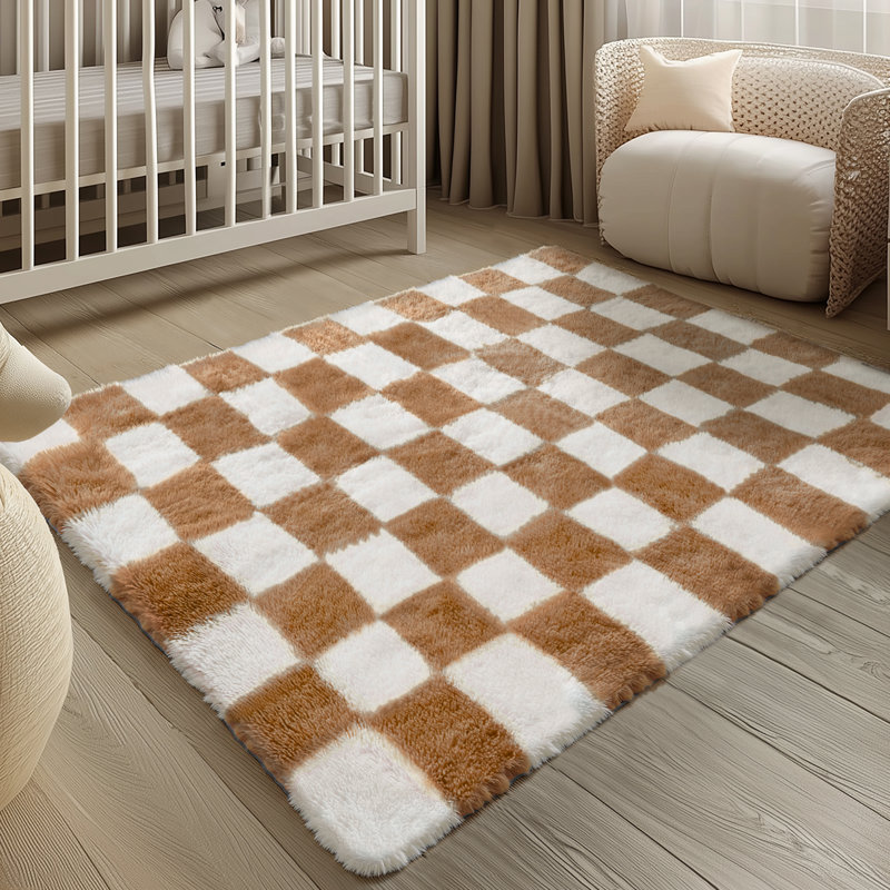 Tapis à poil long Celi, Rectangle 4pi x 6 pi, Brun pâle