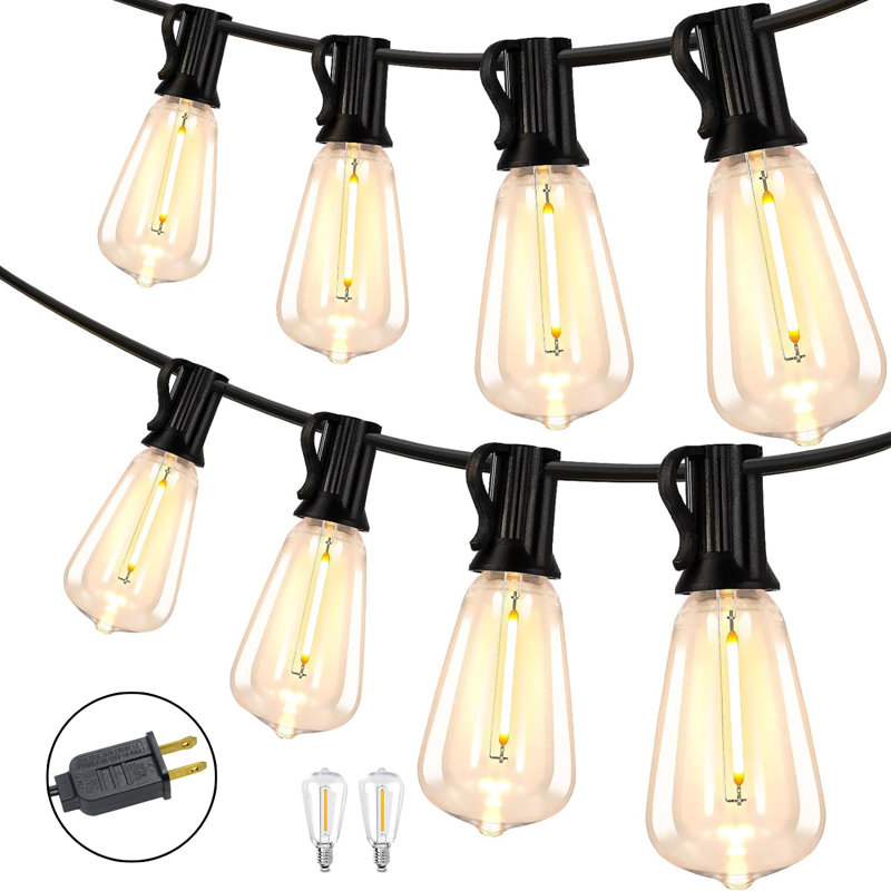 Outdoor 50ft 25 Bulbs Standard String Lights,End to End Connected