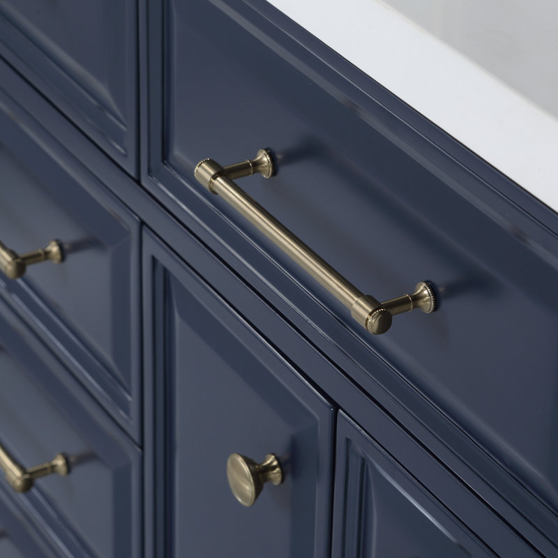Regal Monarch Blue 60" Solid Wood Double Sink Vanity with Carrara Quartz Top