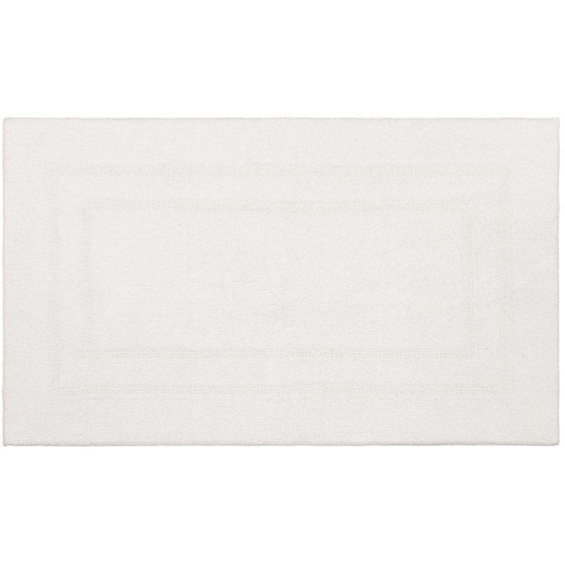 Kail Plush Stain/Fade Resistant Machine Washable Bath Mat, 27" W x 45" L, White