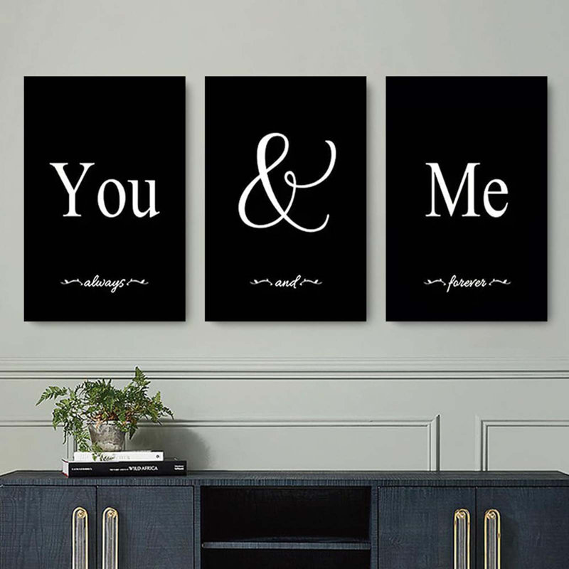 3 Piece Wrapped Canvas Print, Black/White