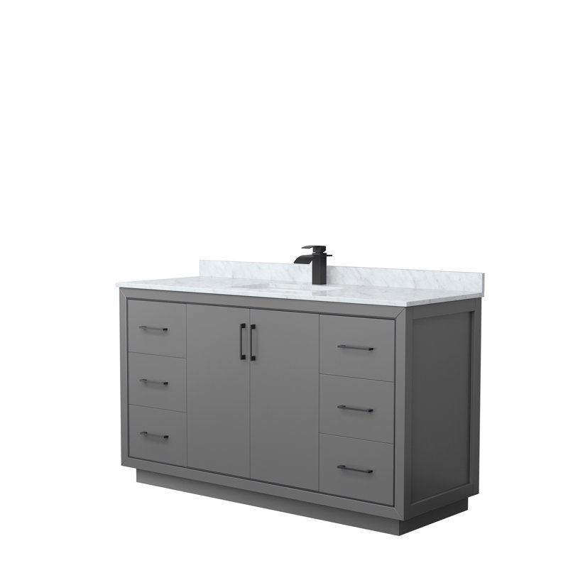 Icon 60" Single Bathroom Vanity Set, Dark Gray, Matte Black