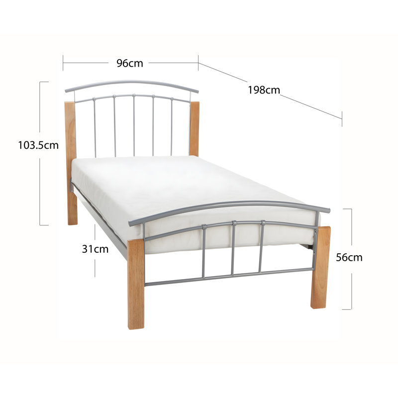Solid Wood Bed, Single (3'), Silver