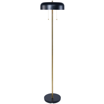 Lampe sur pied Vesper avec extérieur noir et intérieur blanc