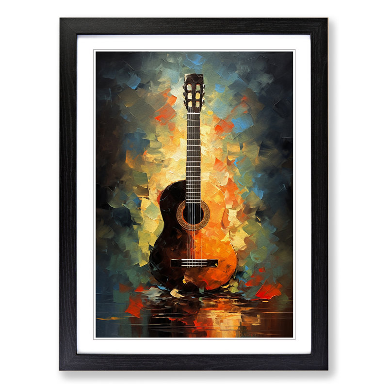 Acoustic Guitar Impressionism - Framed Print, Black, 46cm H x 34cm W x 2cm D