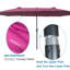 Très grand parasol 15 pi x 9 pi résistant aux intempéries - double avec manivelle et évents pour terrasse de jardin