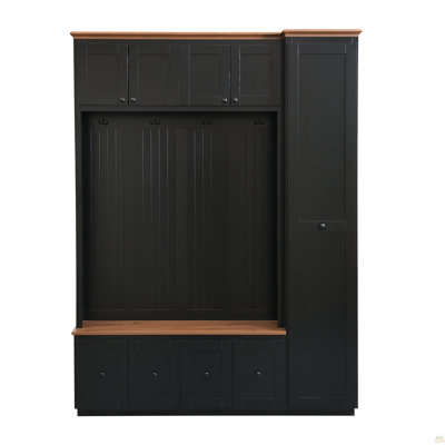 78.7''H Entryway Hall Tree with Storage Bench, 5-in-1 Hall Tree Farmhouse Coat Rack Shoe Bench with Cabinets, Drawers & Hooks for Hallway, Entryway, L