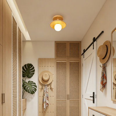 Plafonnier encastré moderne en bois naturel pour entrée de chambre à coucher