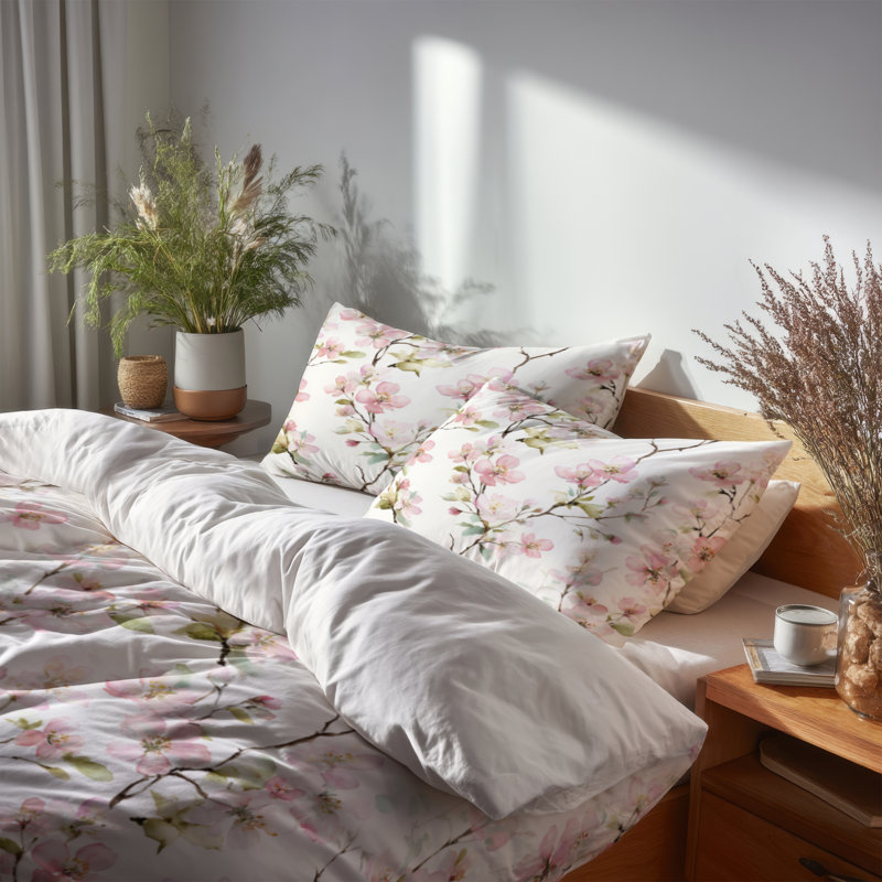 Ensemble de housse de couette Floral - 3 pièces - Housse de couette Whisper, Housse de couette grand et 2 taies décoratives