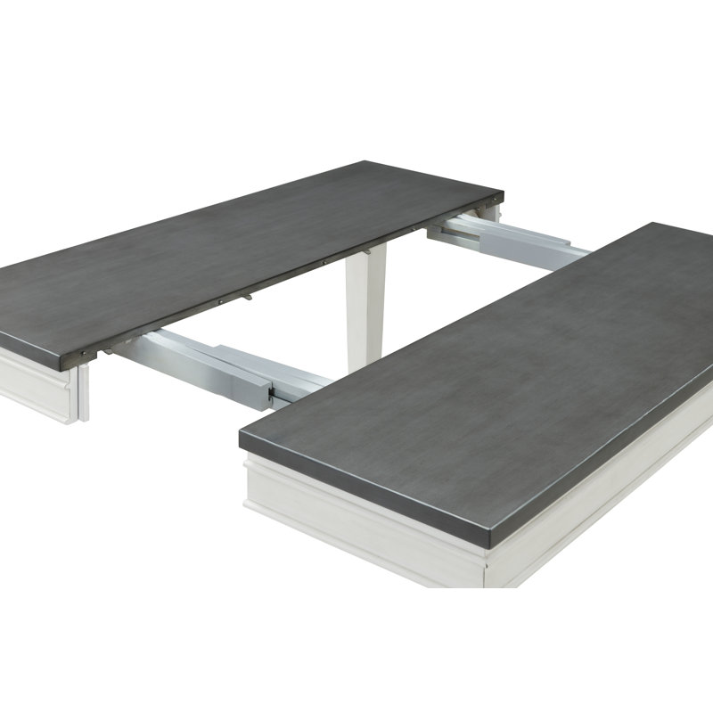 Counter Height Extendable Dining Table, White/Gray