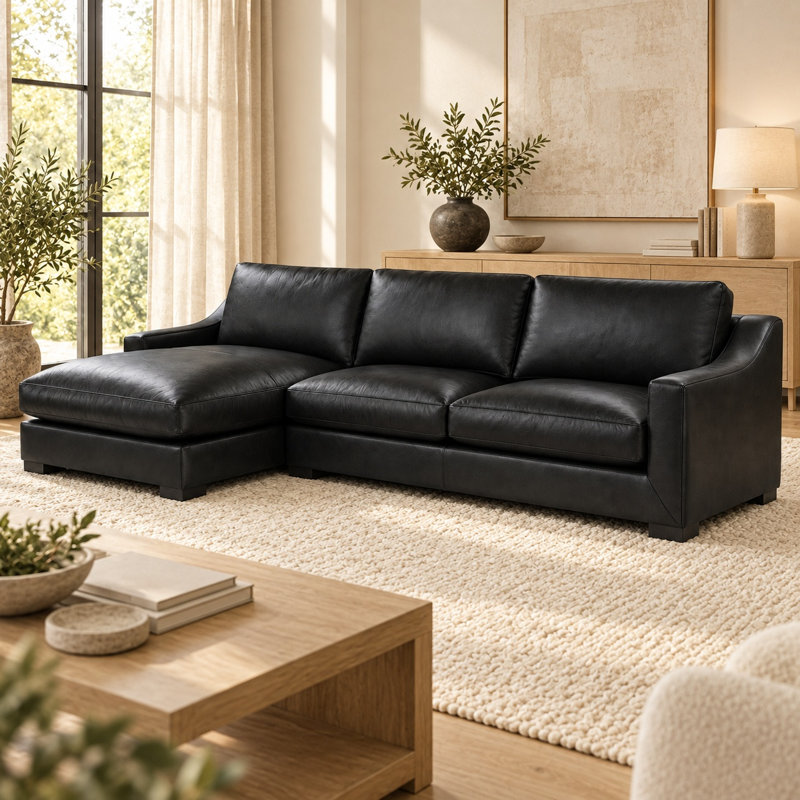 Ramba Classic Heirloom Quality LAF Chaise in Buttery Soft 100% Top Grain Leather, Made to Order, Napa Dove