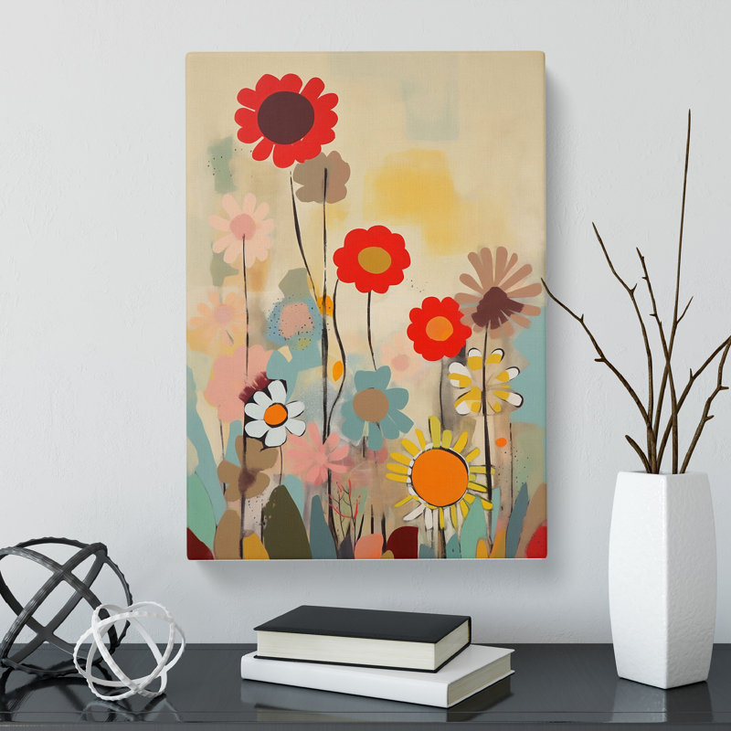 Mid Century Modern Flowers Vol.1 - Wrapped Canvas, 76cm H x 50cm W x 3cm D