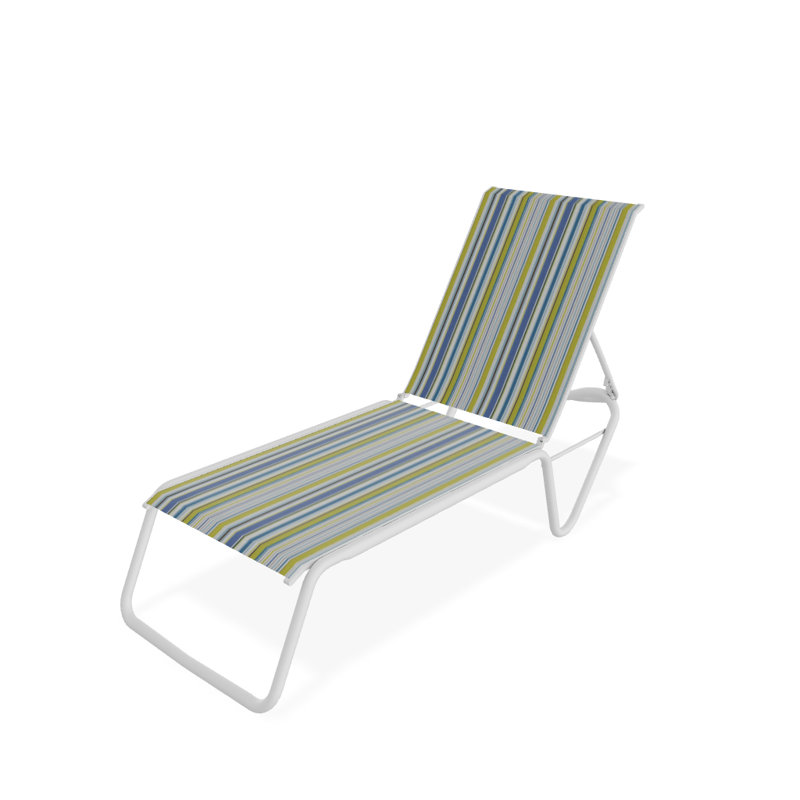 Gardenella Outdoor Chaise Lounge, Textured White Frame/Coastline Seat