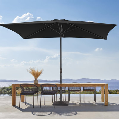 Parasol de marché rectangulaire d'extérieur de 9 pi avec bouton-poussoir inclinable Rukia